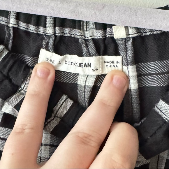 Rag & Bone | Greta Black and White Plaid Off Shoulder Top - Picture 9 of 12